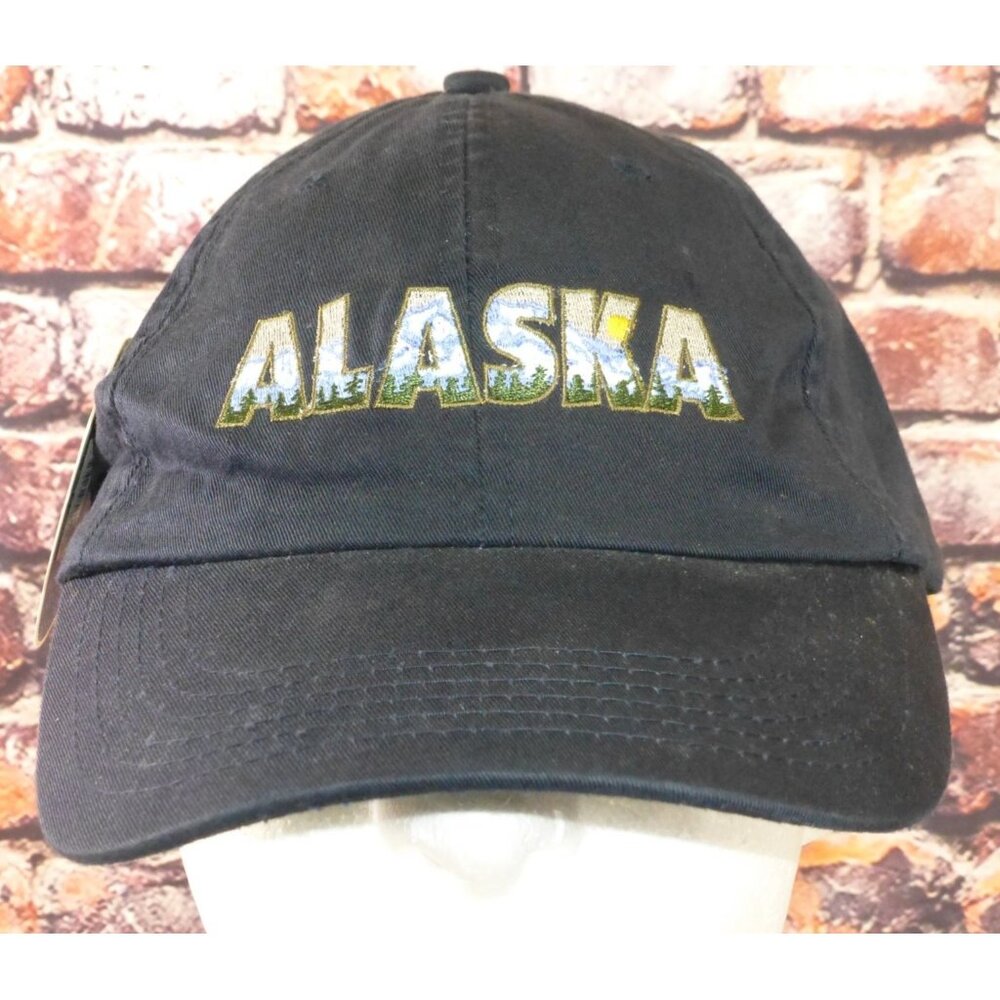 NWT Alaska Headgear Black Baseball Cap With Embroidered Logo Adjustable Strapbac